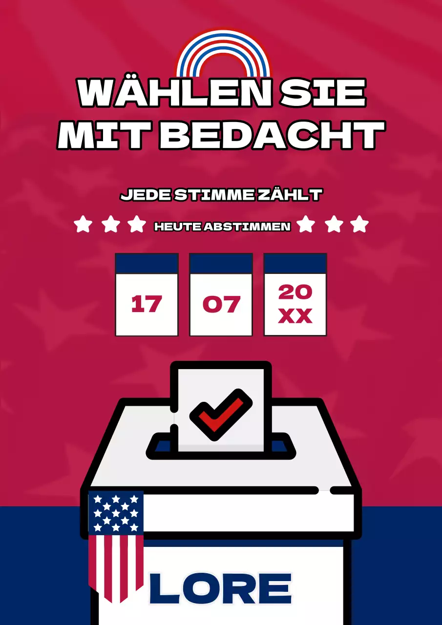 Rot-blauer Kitsch-Wahltagsaushang