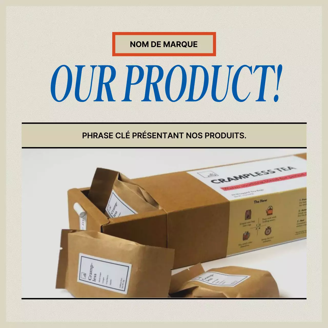 Marquage vintage en rouge et beige