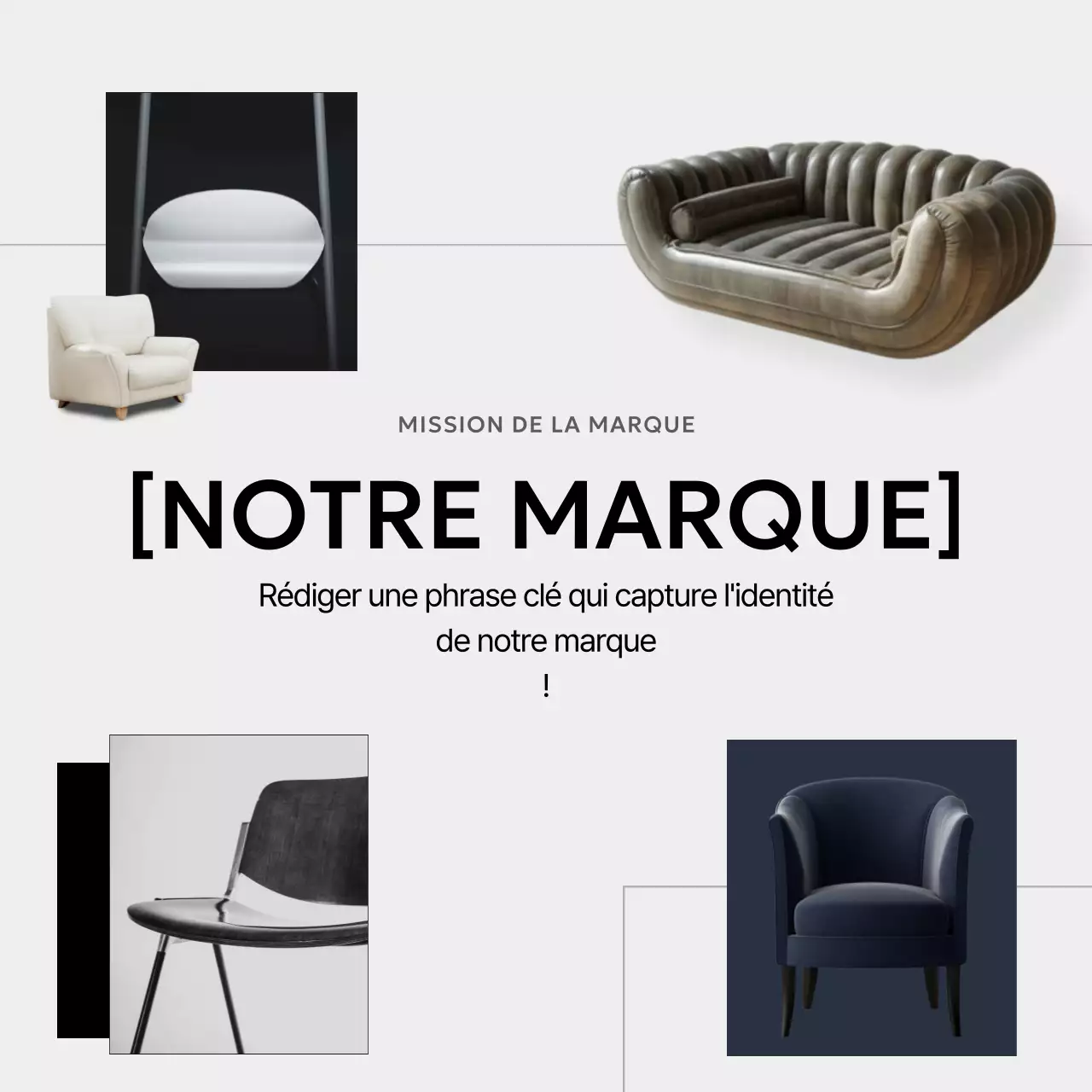 Articles de marque sur l'intérieur minimaliste en noir et blanc
