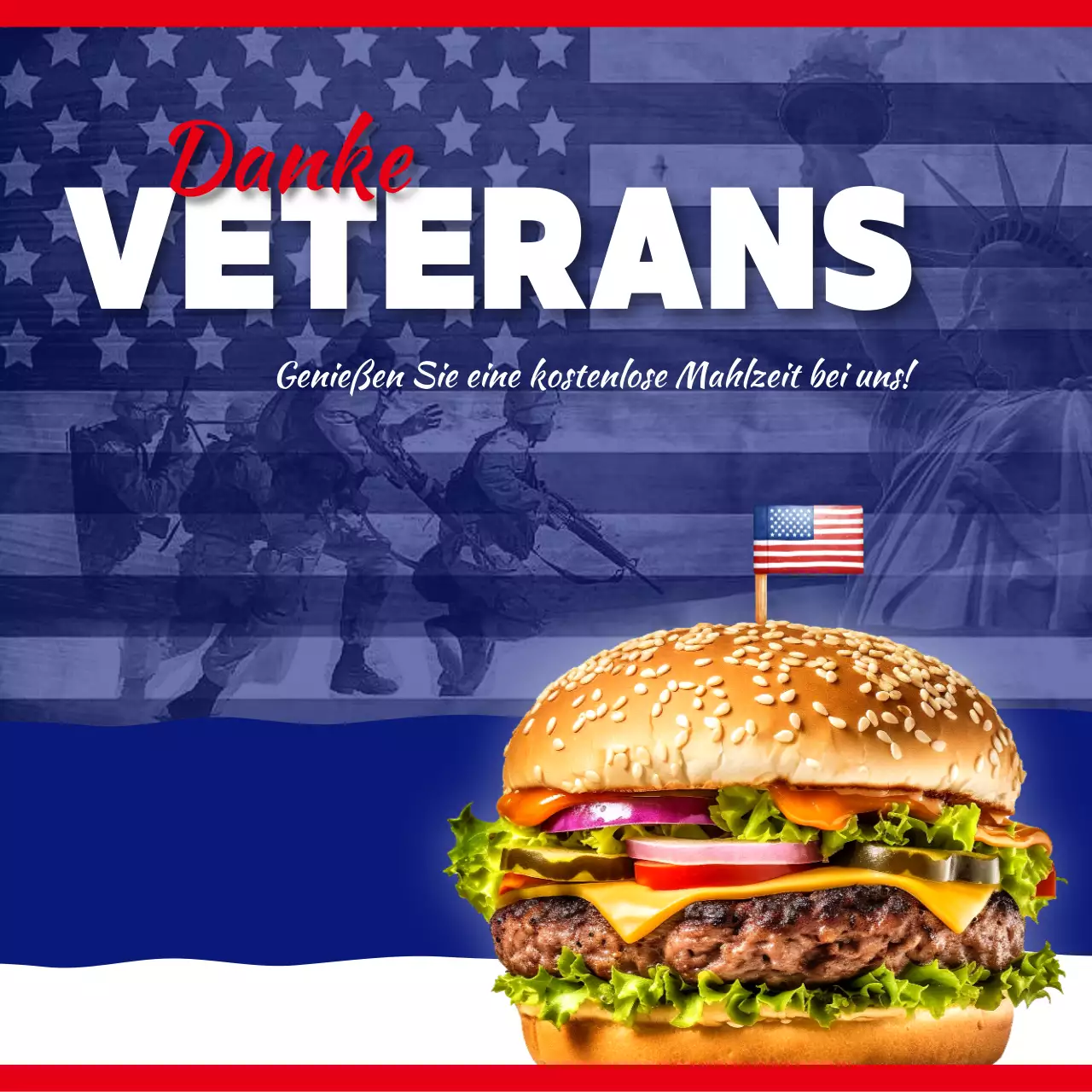 rot weiß blau patriotisch veterans day promotion