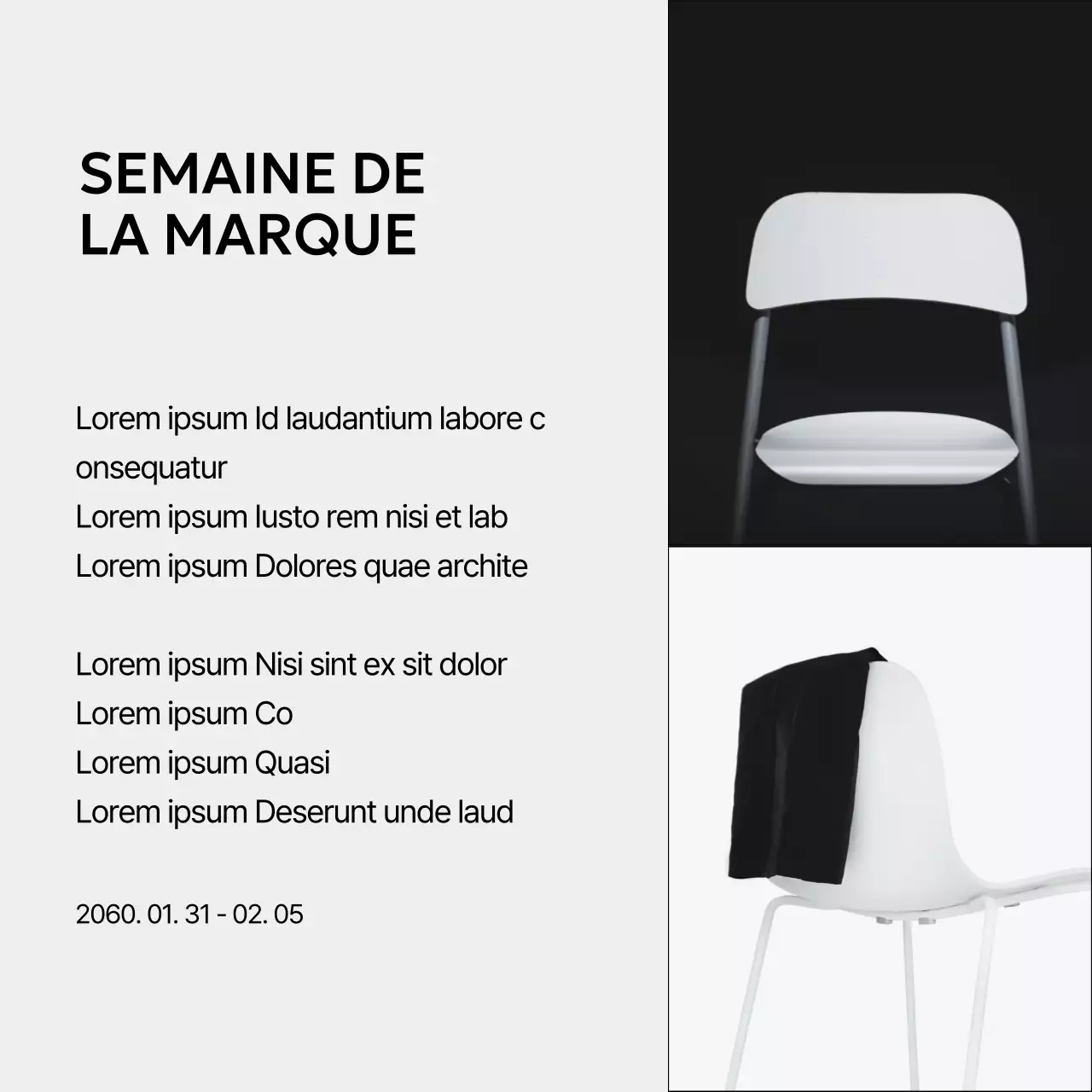 Articles de marque sur l'intérieur minimaliste en noir et blanc