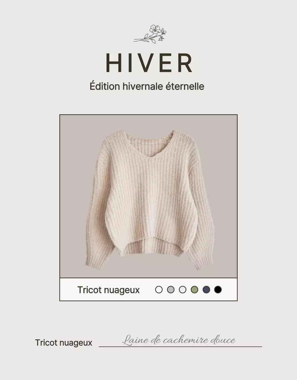 Publicité pour des tricots d'hiver modernes en beige et marron