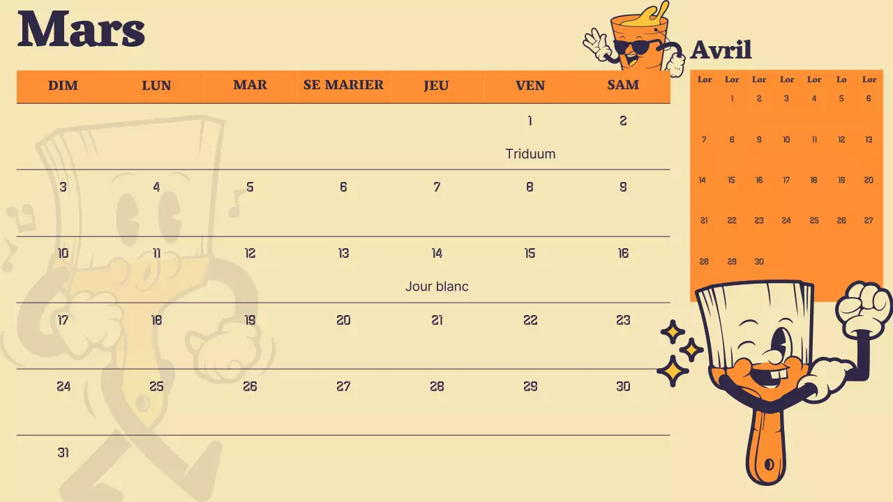 Un arc-en-ciel de calendriers tendance