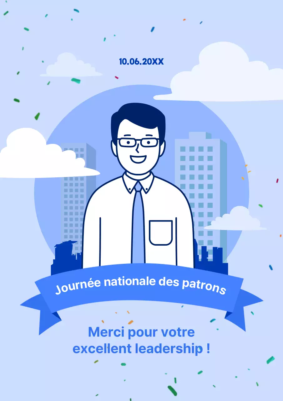 Publicité Blue simple pour la Journée nationale des patrons