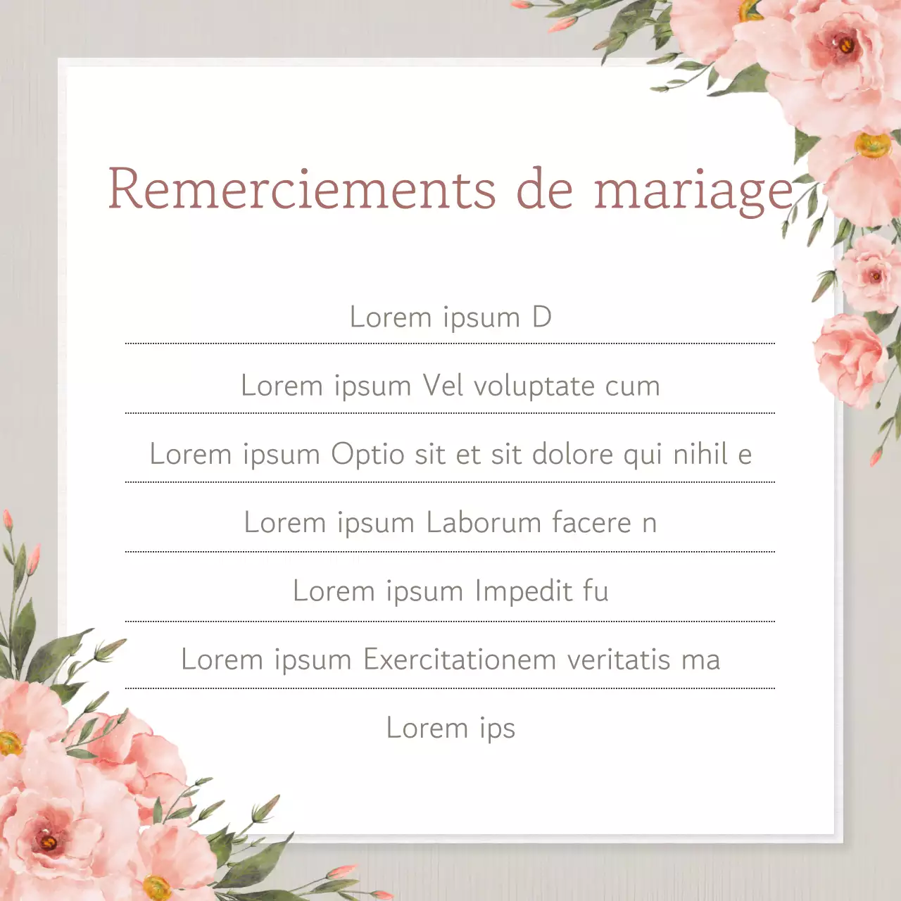 Un joli message de remerciement sur fond rose