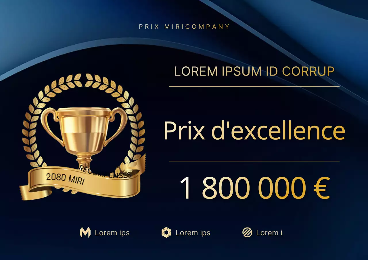 Couverture luxueuse des prix de fin d'année en bleu et or