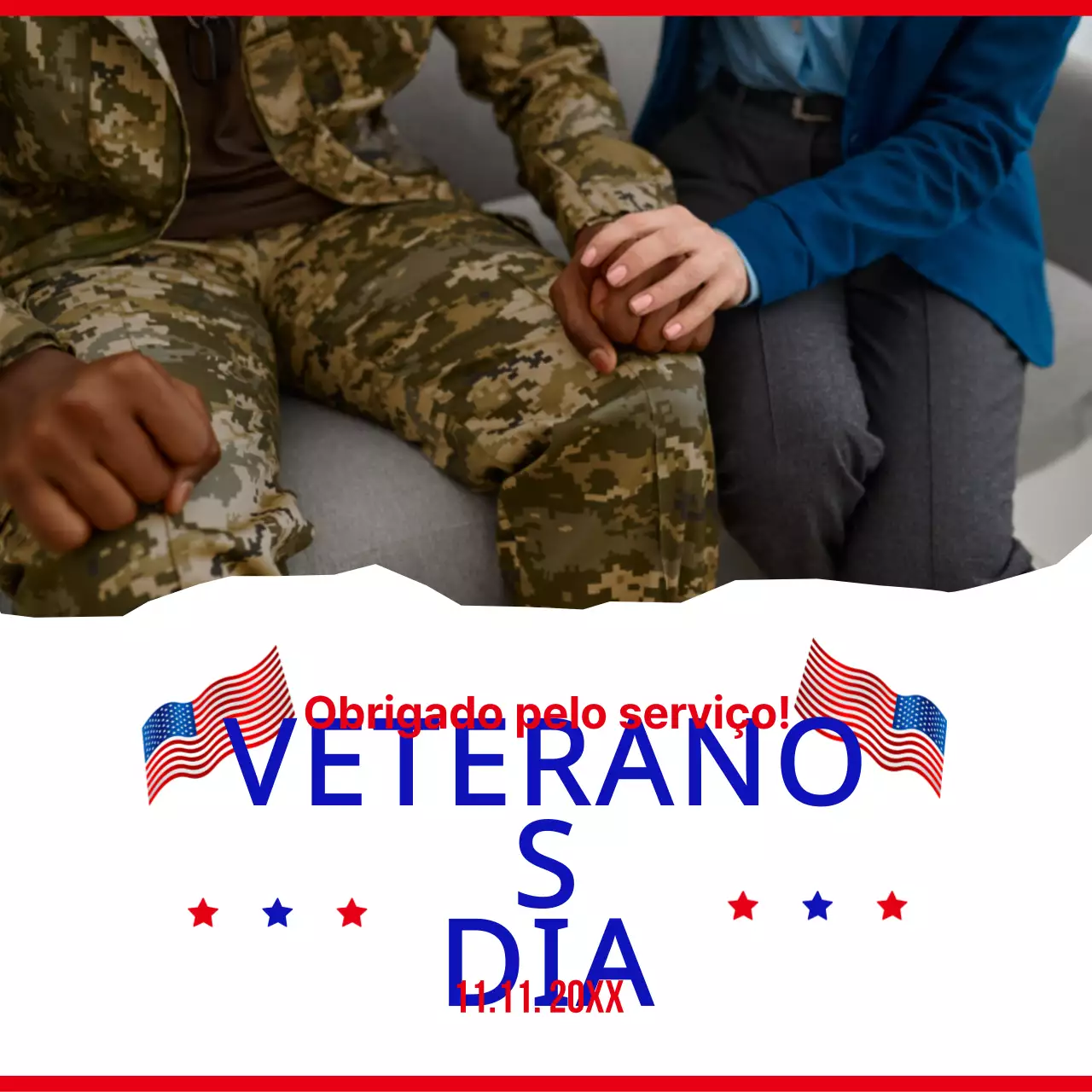 Anúncio básico branco e azul do Dia dos Veteranos