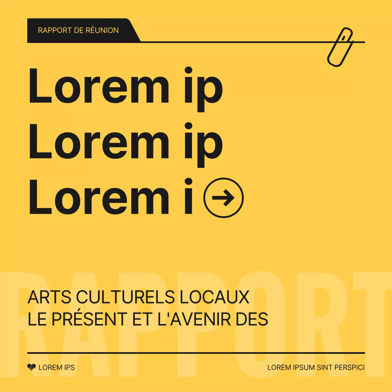 Un simple rapport jaune et noir sur les résultats de la réunion