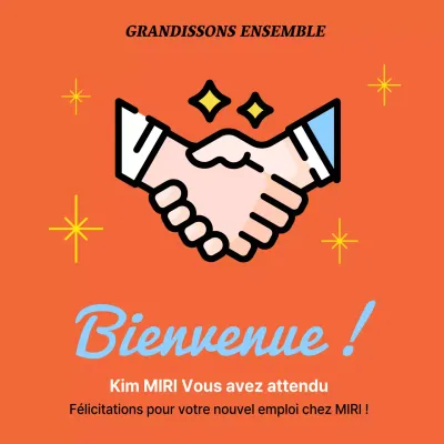 Une annonce de bienvenue simple en orange et bleu clair