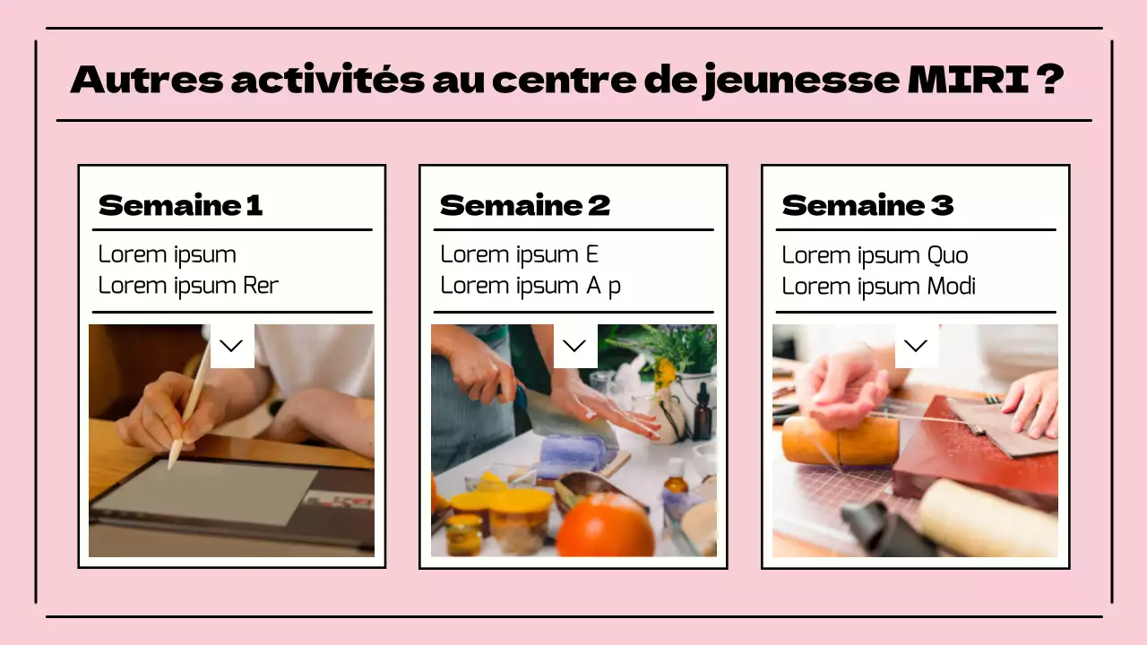 Présentation d'une belle activité de centre de jeunesse en rose