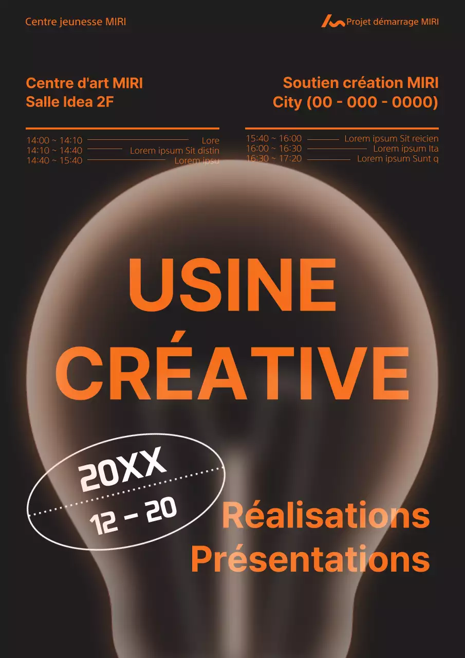 Promouvoir une présentation moderne des performances en orange et noir