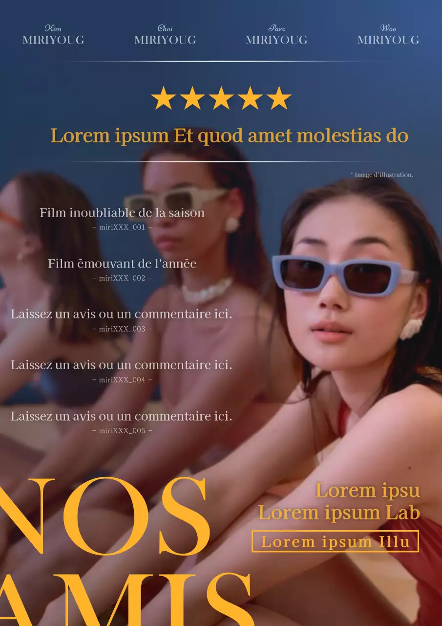 Promouvoir les critiques de films modernes en bleu clair et jaune