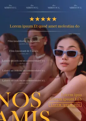 Promouvoir les critiques de films modernes en bleu clair et jaune