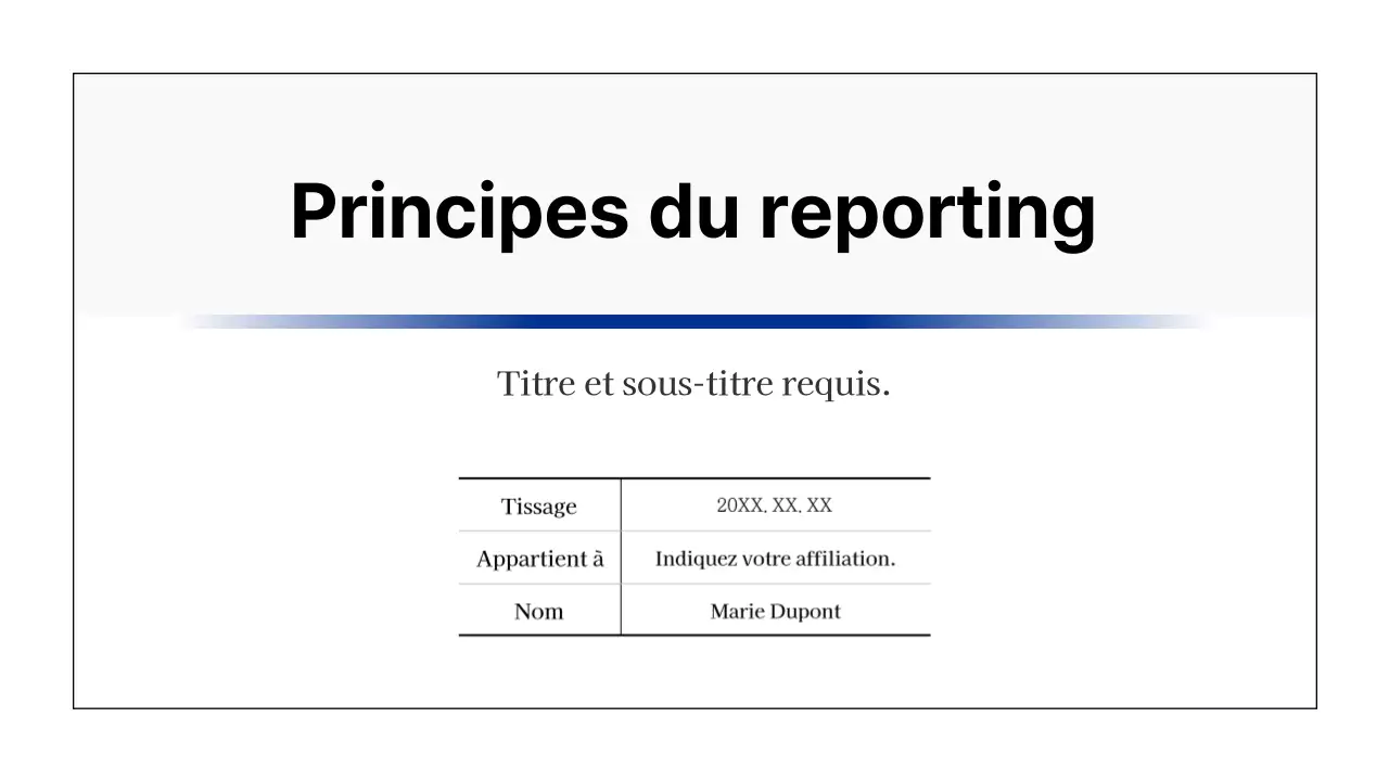 Rapport de base imprimable en bleu marine et gris