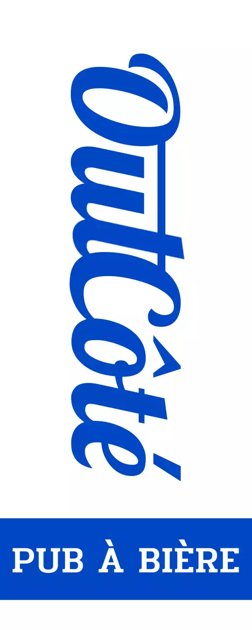 Enseigne de devanture de brasserie d'inspiration rétro avec des tons bleus