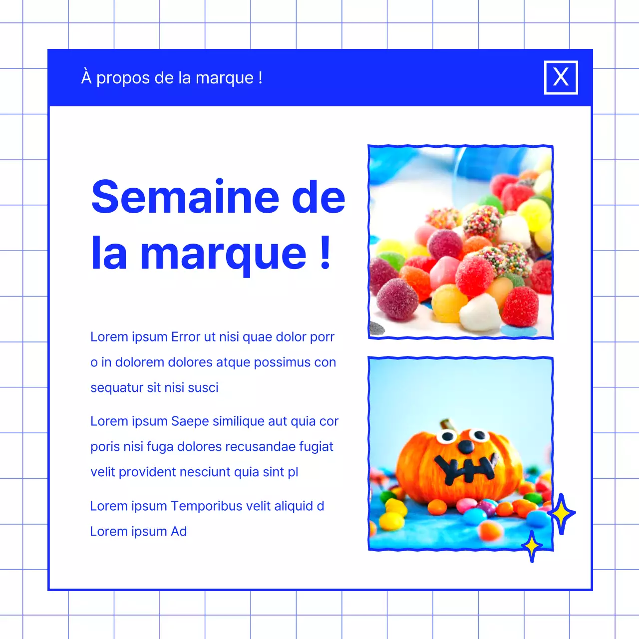 Promouvoir la marque d'un dessert bleu.