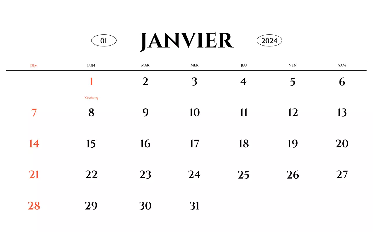 Calendrier mural de style simple avec concept de photographie de voyage émotionnelle en noir et blanc