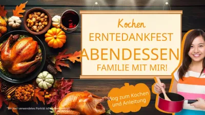 Braunes und orangefarbenes klassisches Rezept für ein Thanksgiving-Dinner