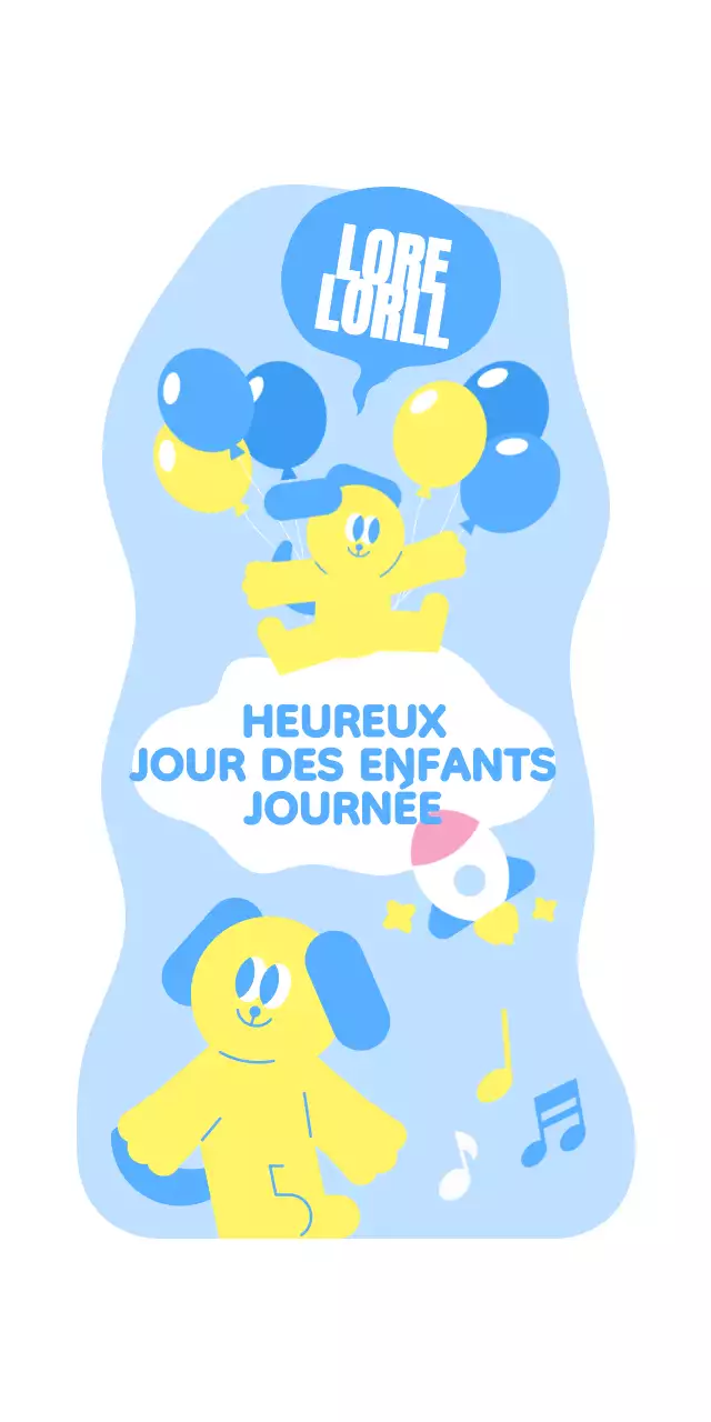 Journée des enfants avec des personnages colorés et mignons sur les échasses