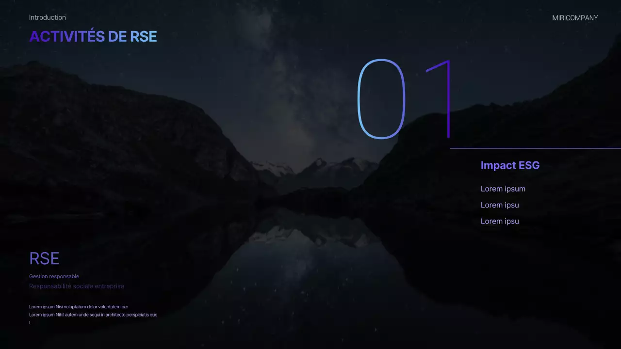 Un rapport de durabilité ESG moderne en violet et bleu clair