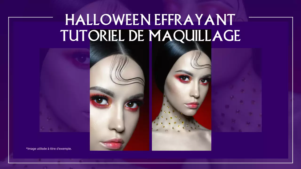 Tutoriel de maquillage d'Halloween moderne violet publicité