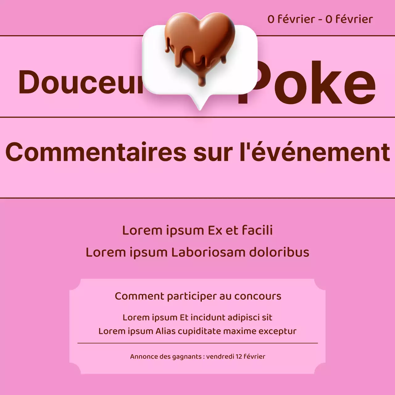 Flyer de la Saint-Valentin en rose