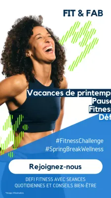 Annonce du défi Spring Break moderne bleu et néon