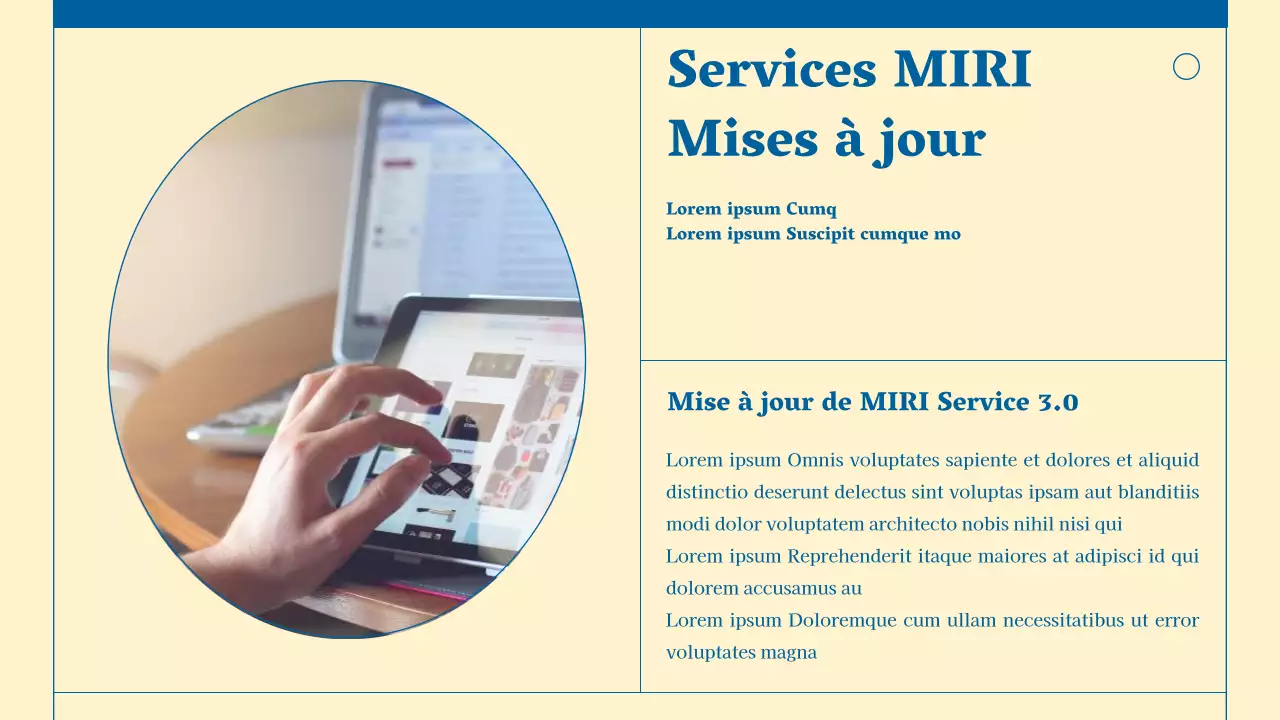 Lettre d'information minimaliste sur les services aux entreprises en beige et bleu