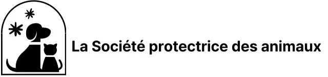 La Société protectrice des animaux avec un joli logo illustré d'un chien et d'un chat