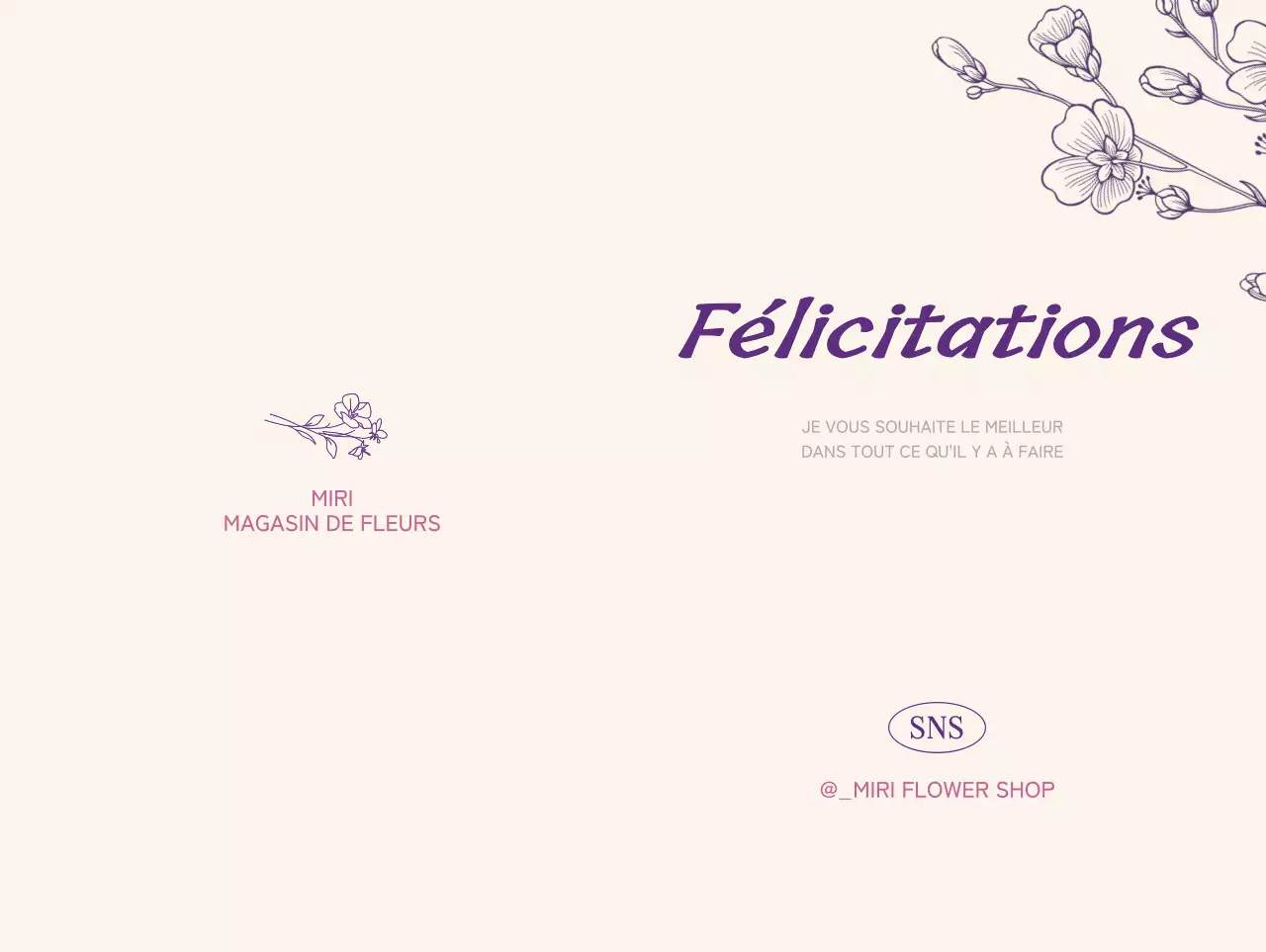 Carte de vœux d'un magasin de fleurs avec une illustration florale sur fond beige