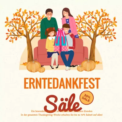 Gelbe und orangefarbene einfache Thanksgiving-Aktion