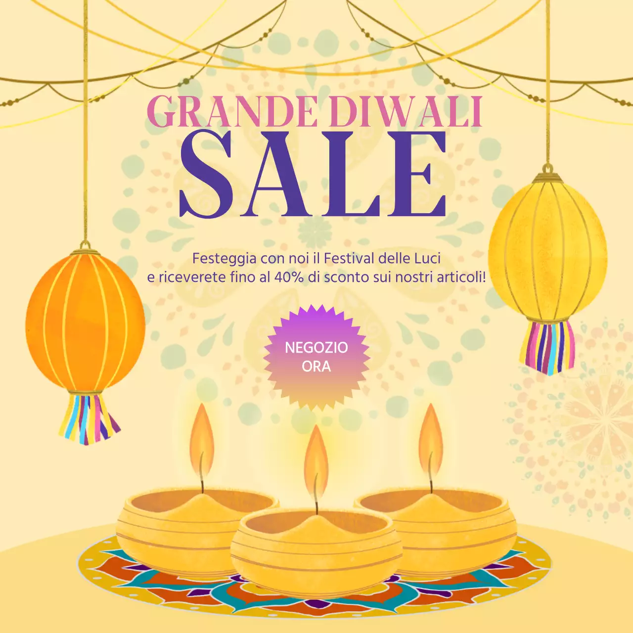 promozione di vendita Diwali elegante e giallo antico