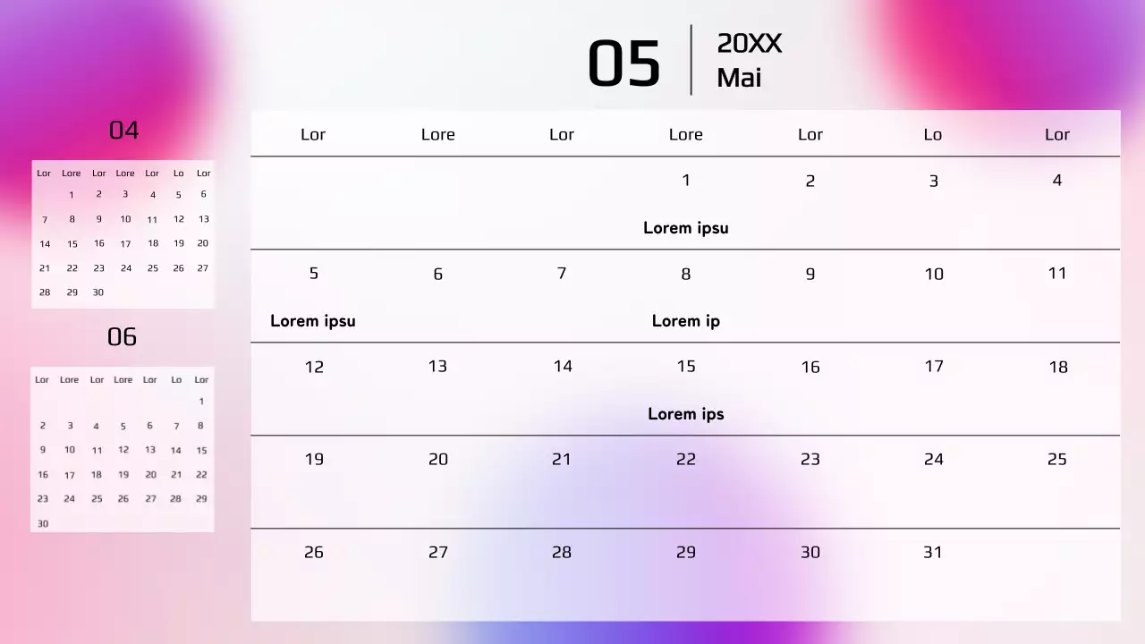 Un arc-en-ciel de calendriers tendance