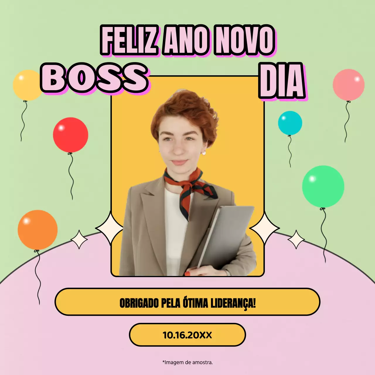Aviso kitsch de lima e lilás para o Happy Boss Day