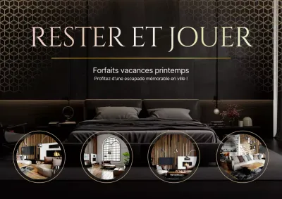 Annonce d'un séjour élégant en noir et or