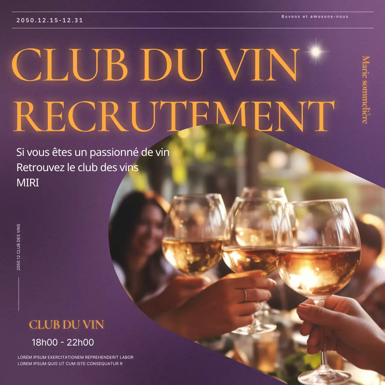 Une luxueuse invitation à une rencontre autour du vin en violet