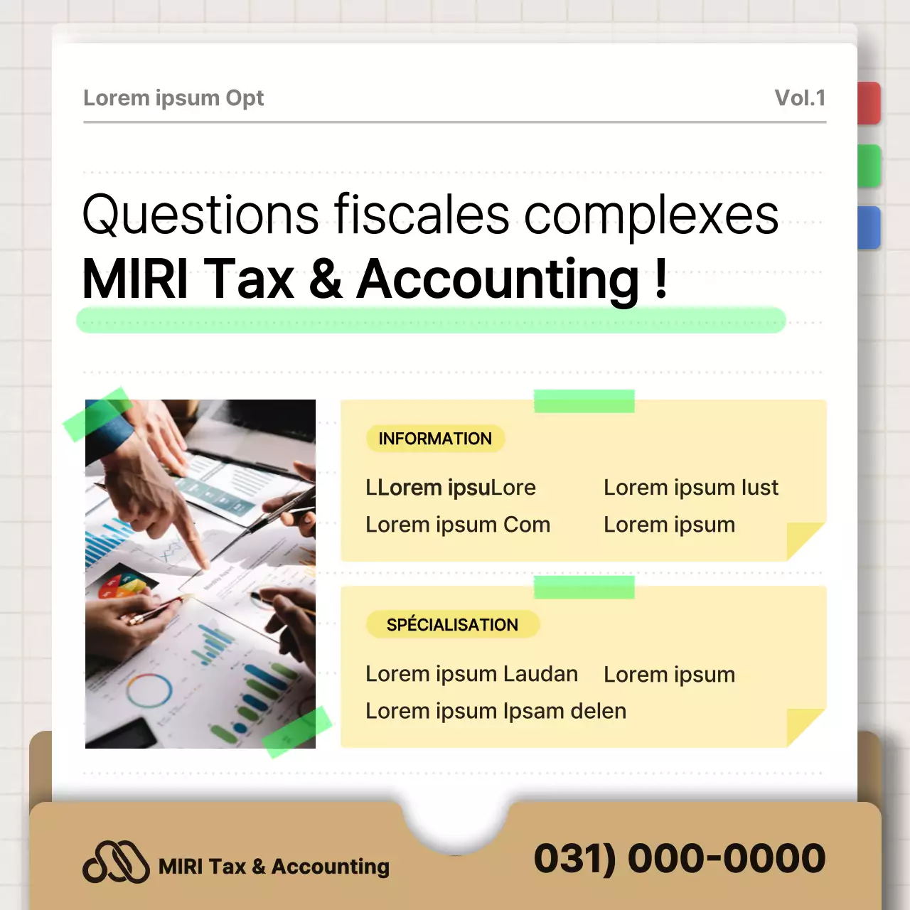 Promouvoir un cabinet de comptabilité fiscale moderne en brun et noir