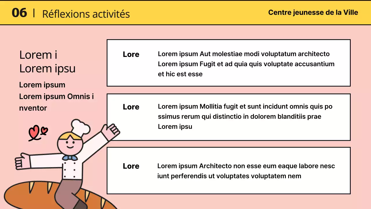 Présentation du programme du centre jaune et rose