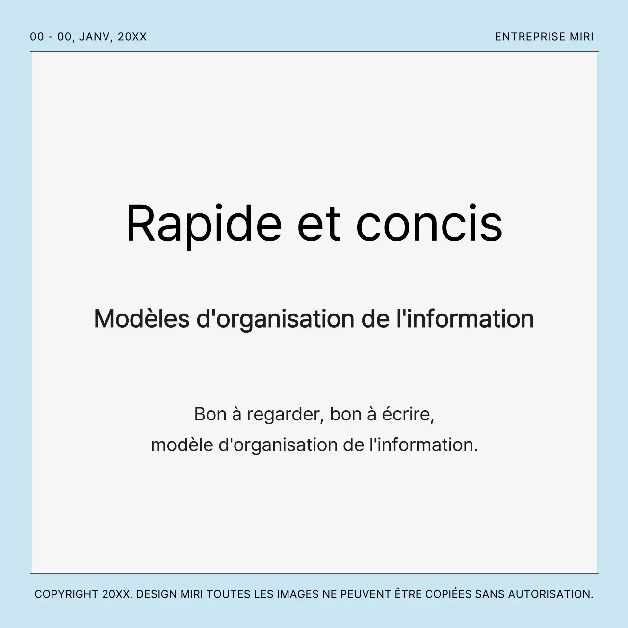 Un modèle de poste simple et épuré en bleu clair et gris