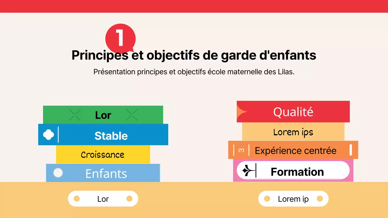 Guide de recrutement des enfants pour l'école maternelle rouge et jaune