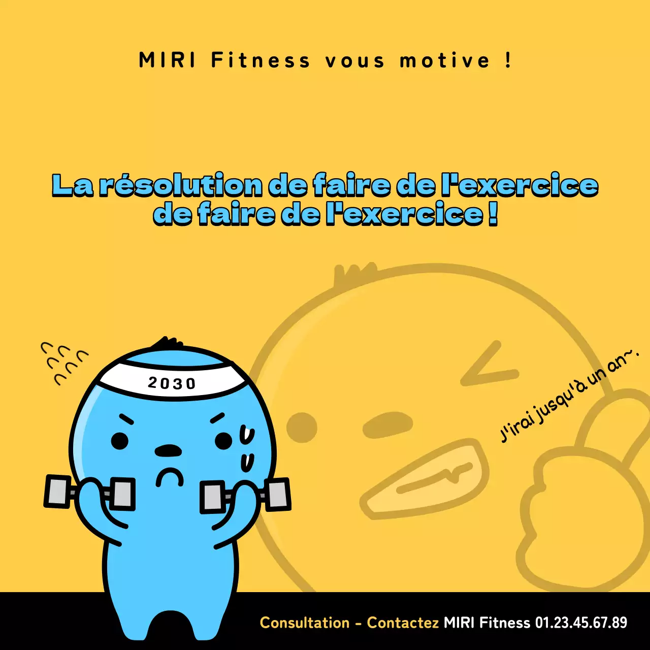 Un poste de promotion simple, jaune, pour la salle de sport