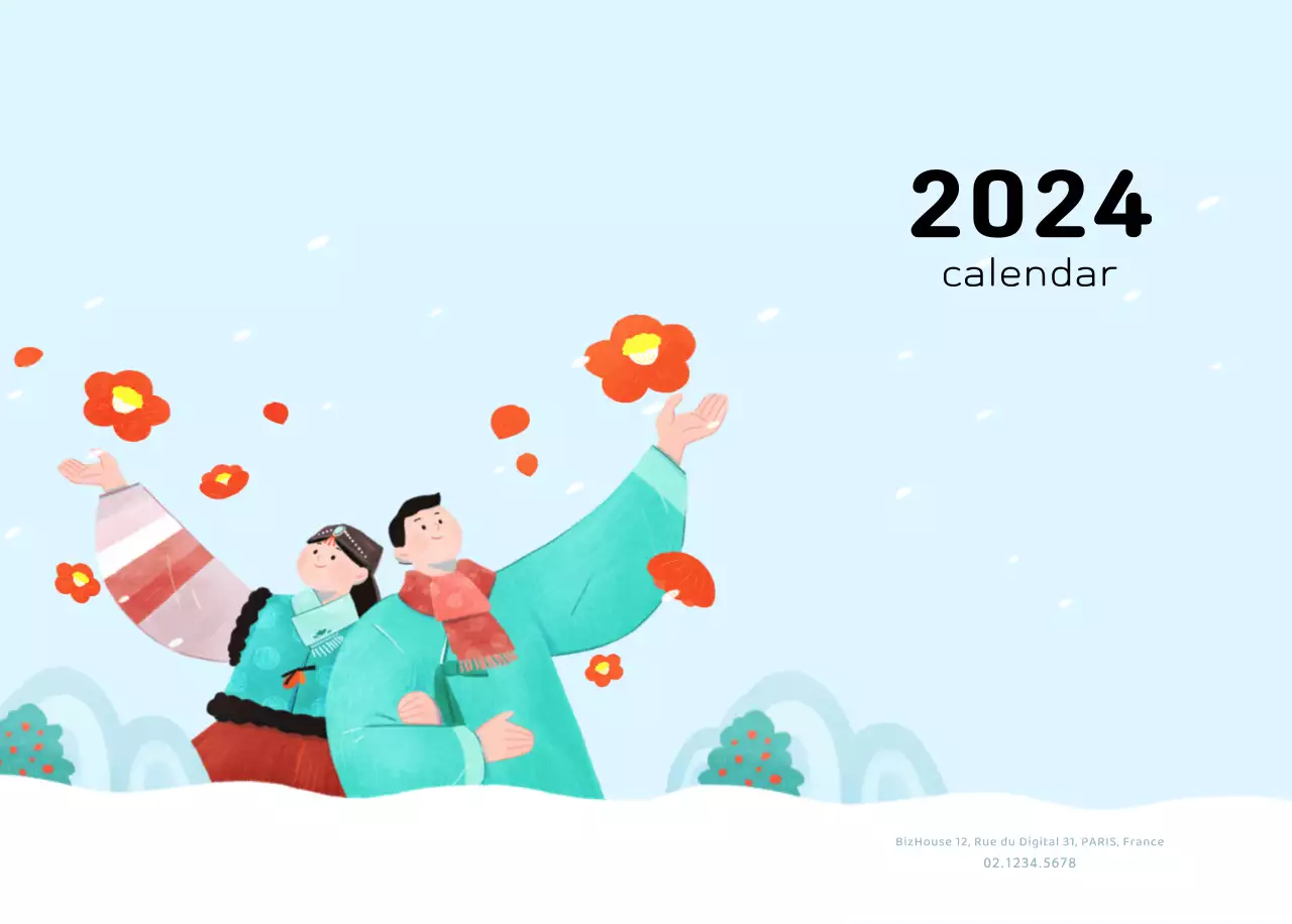Un calendrier du Nouvel An chaleureux et illustré