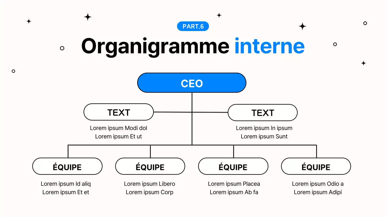 Présentation simple de travail de bureau en bleu et noir