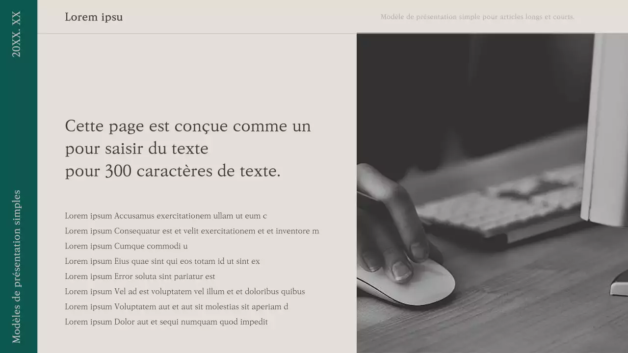 Une proposition de présentation simple en vert et beige