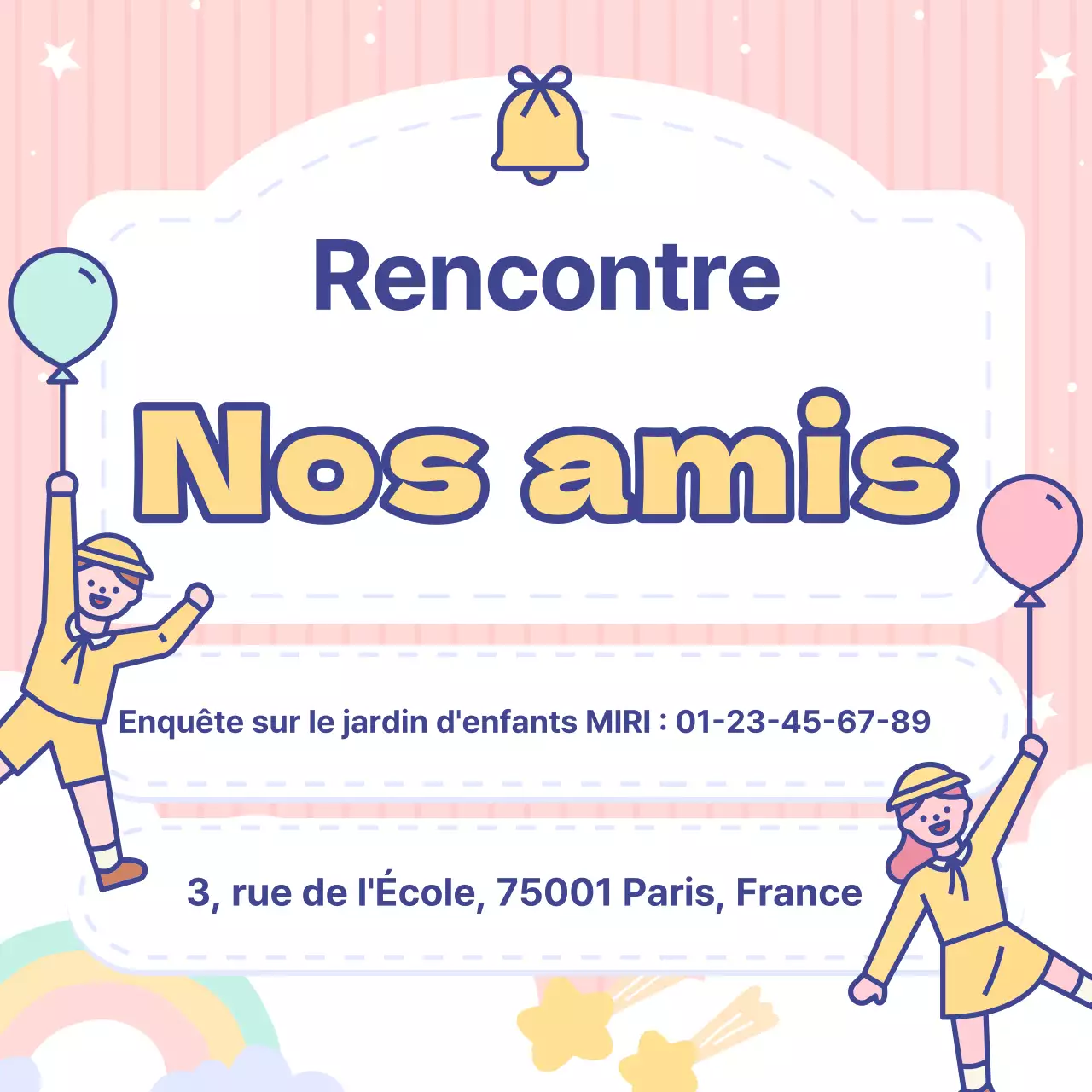 Adorables petites annonces de jardin d'enfants bleu clair et rose