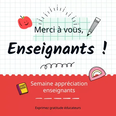 Publicité pour la Semaine d'appréciation des enseignants : le charme du blanc et du rouge