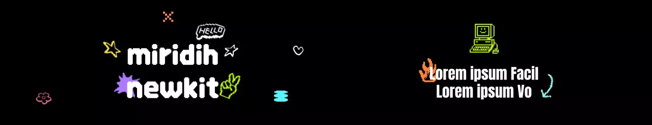 Kit de bienvenue avec un concept pixel art branché