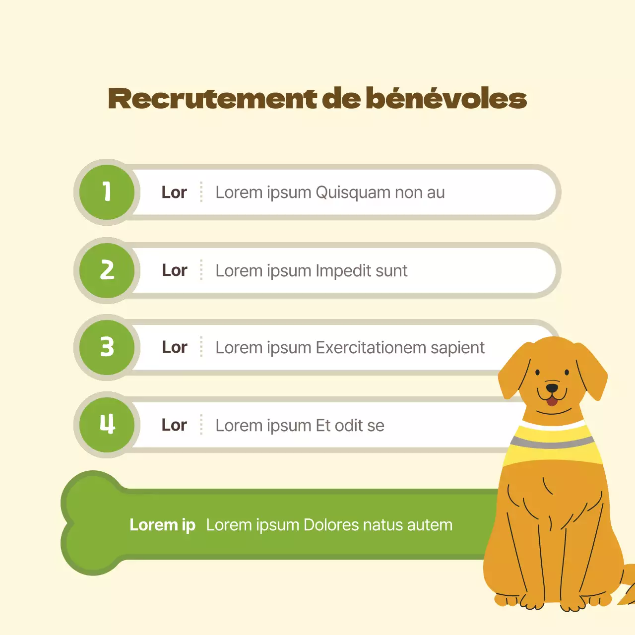 Promouvoir le centre d'adoption d'animaux jaune et vert.