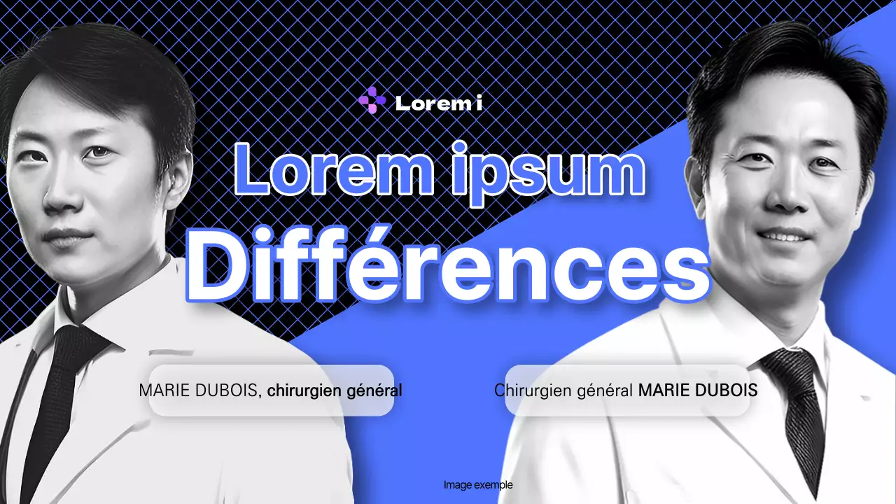 Informations médicales modernes expliquées en bleu marine et en noir et blanc