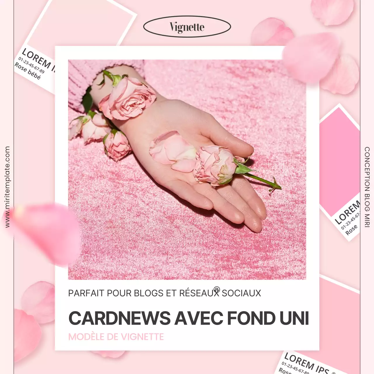 Des vignettes en rose et blanc avec un code couleur pour les médias sociaux